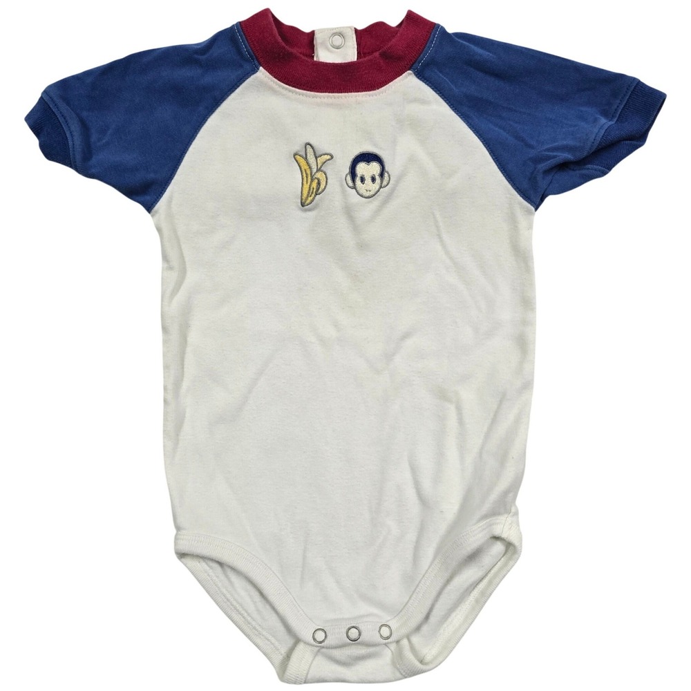 Vintage 1999 Gymboree Monkey Banana Raglan Colorblock Bodysuit 12-18 M